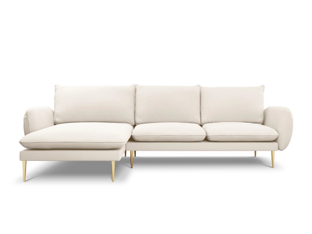 Cosmopolitan Design - Divano angolare sinistro "Vienna" 5 posti in bouclé beige 