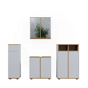Vicco Set mobili bagno Bianco/Artisan 4 parti con due cabinet midi