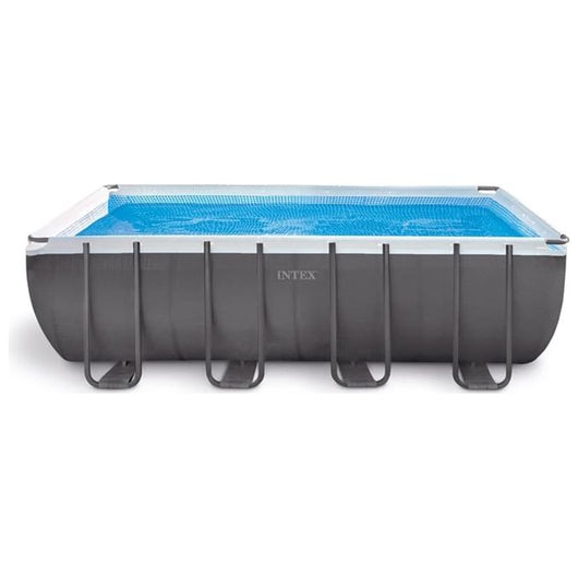 Intex 26356GN Piscina Fuori Terra XTR Frame Rettangolare Pompa Filtro 5700 L-h Scaletta Telo Base e Copertura 17203 L Acciaio e PVC Grigio 549x274x132 cm