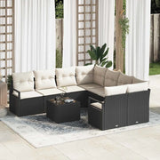 Set di divani con cuscino 9 pcs Nero e Crema polyrattan 3346317