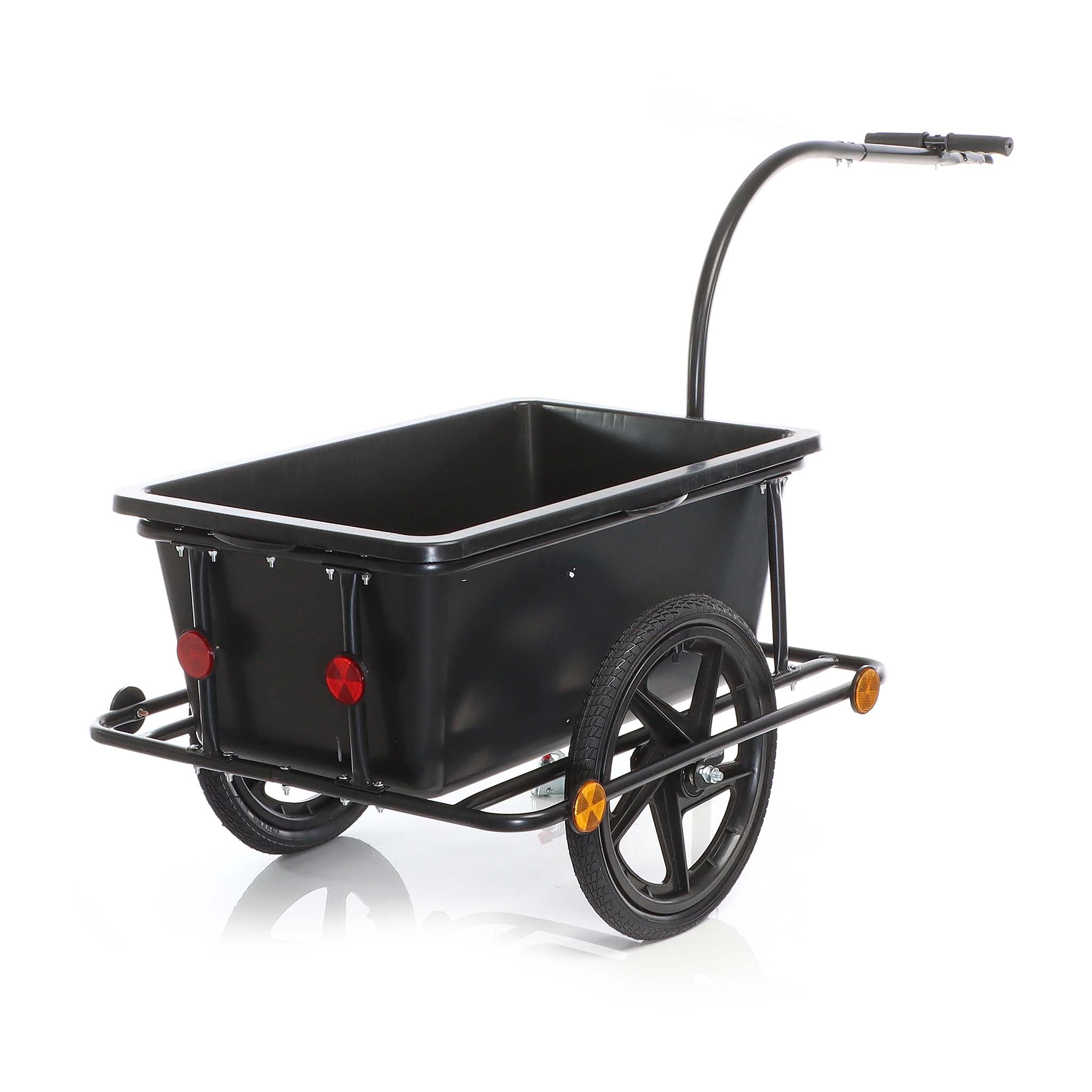 Rimorchio per bici con recipiente da 90 l per carichi fino a 80 kg, con pneumatici da 16"