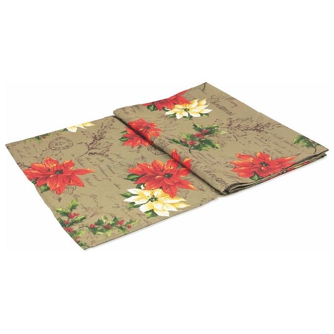 Runner 45X180 Cm Stella Natale Con Scritte Bronzo