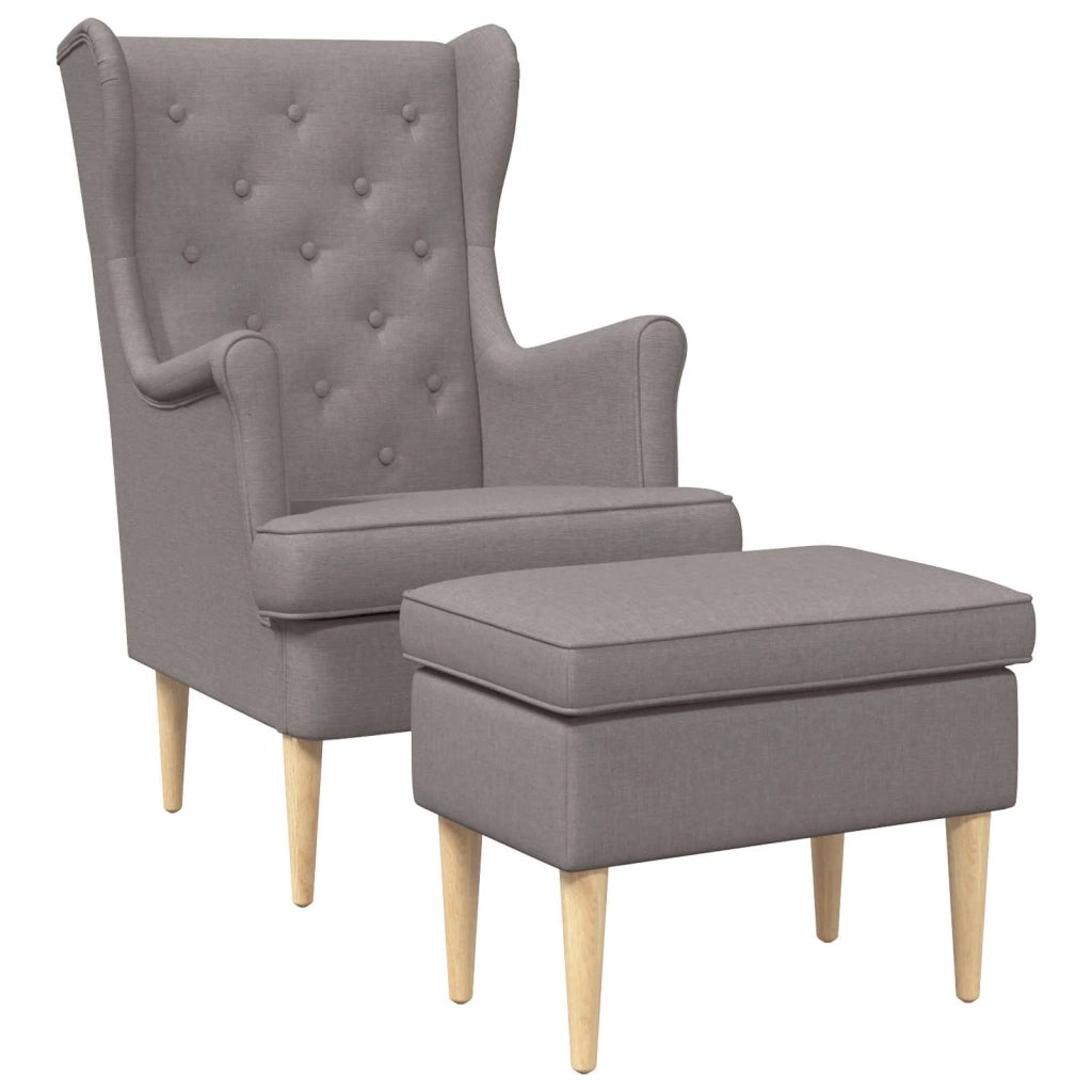 Poltrona con Ottomano 2 pz Tortora Tessuto 3418810
