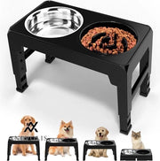 Polveriera per cani con alimentatore per cani, alimentazione lenta, quattro velocità, regolabile in altezza, adatto per cani di tutte le dimensioni.
