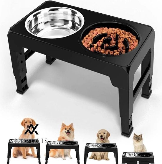Polveriera per cani con alimentatore per cani, alimentazione lenta, quattro velocità, regolabile in altezza, adatto per cani di tutte le dimensioni.