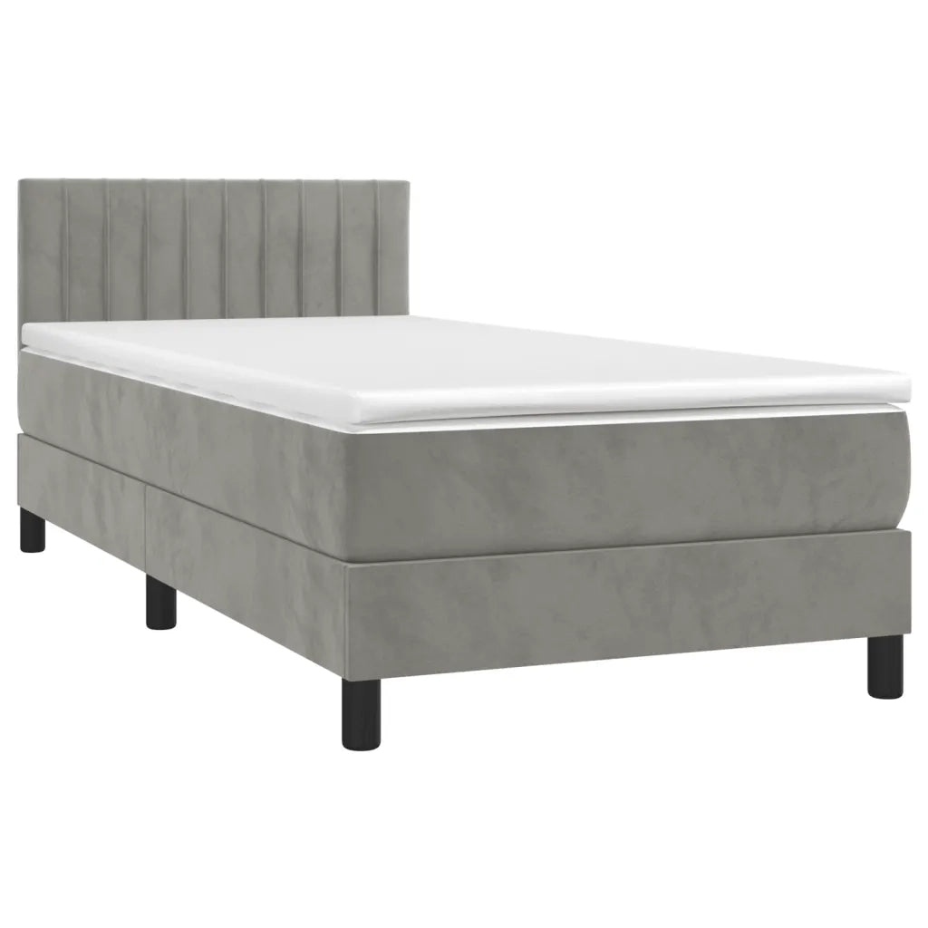 Letto a Molle con Materasso e LED Grigio Chiaro 80x200 cm Velluto 3134489