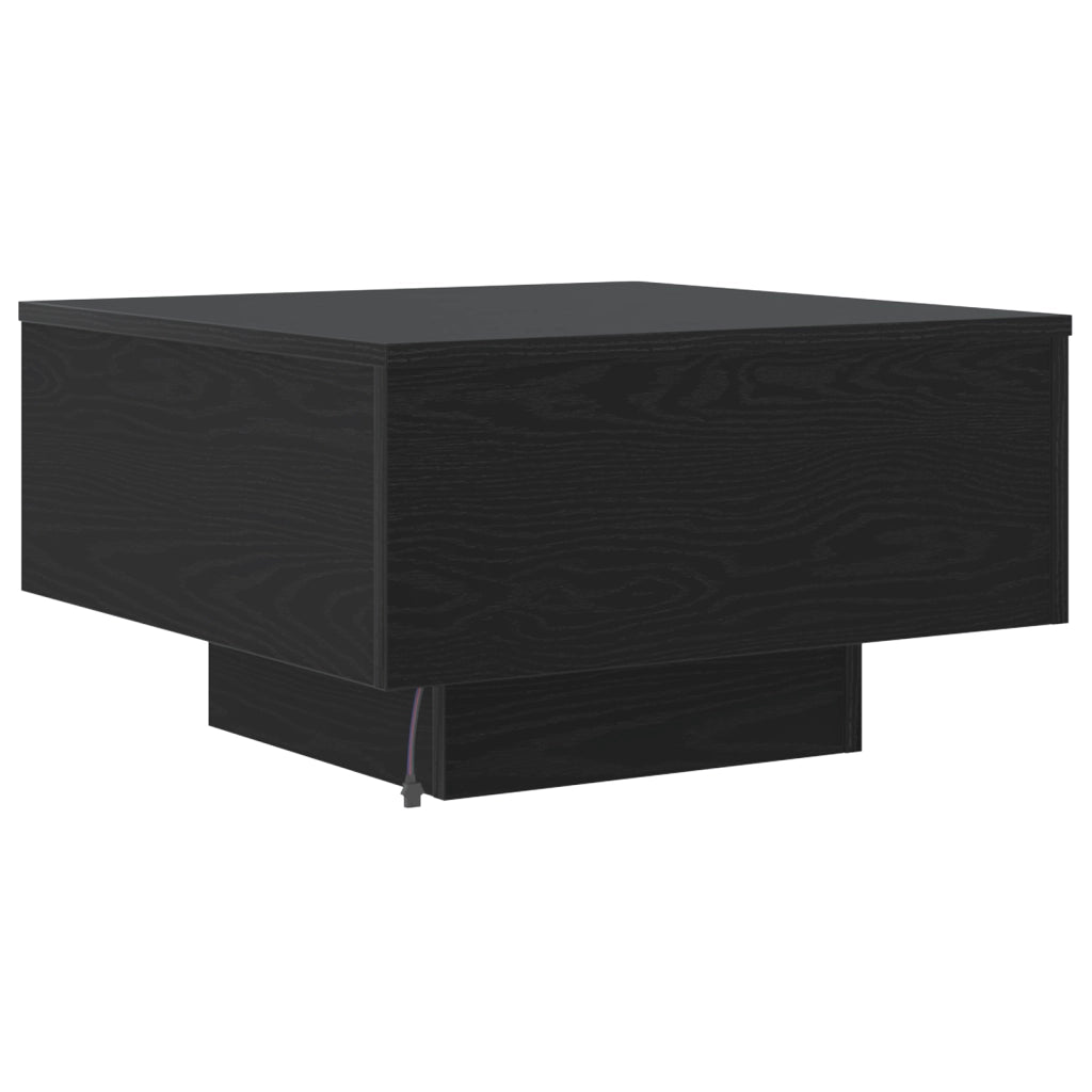 Tavolino da caffÃ¨  con luci LED Rovere Nero 55x55x31 cm