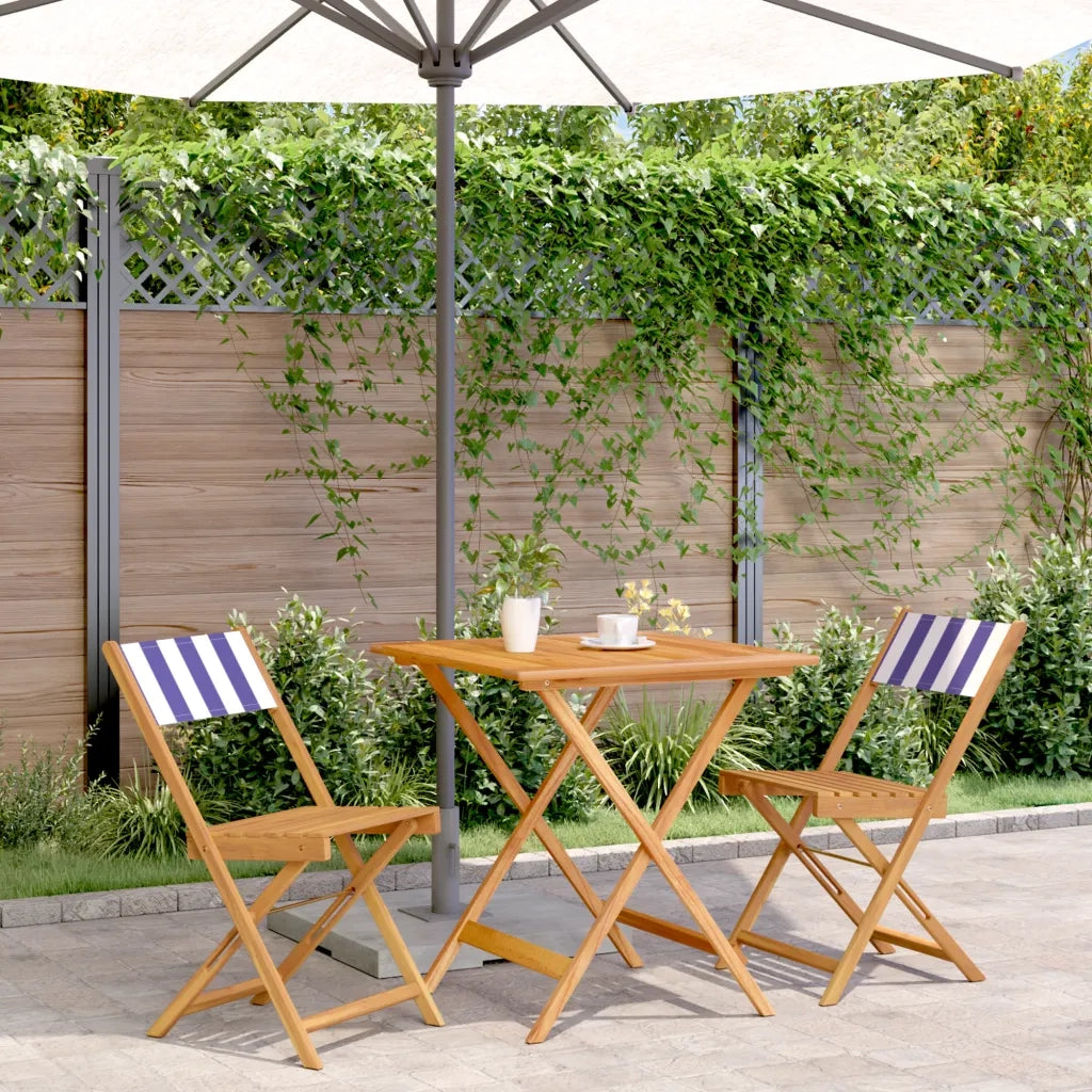 Set da Bistrot 3pz Blu e Bianco in Tessuto e Legno Massello 3281873