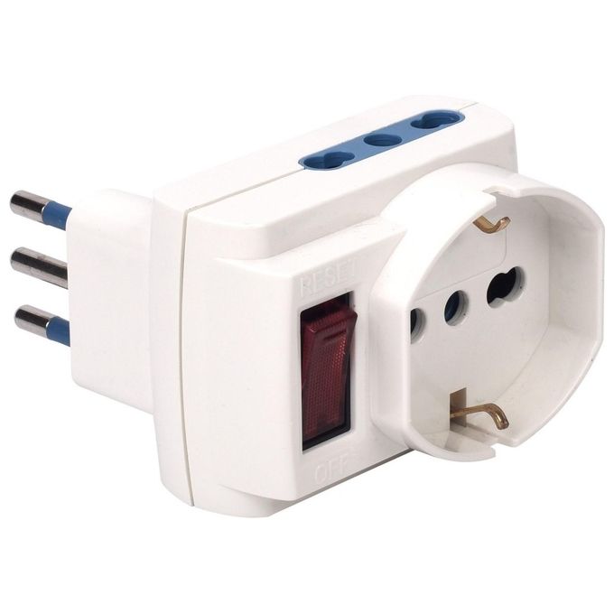 Poly Pool Adattatore Multisize con Spina 10A prese Pluristandart Bianco