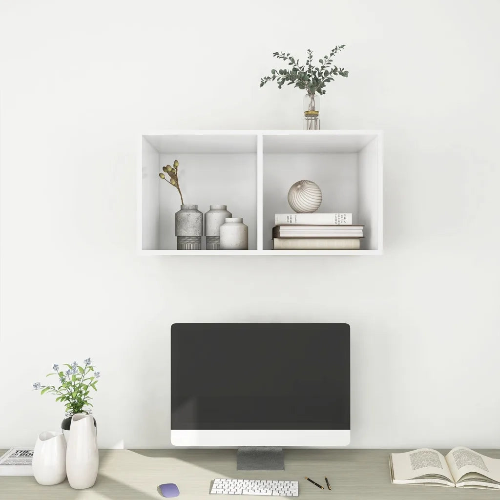 Armadietto TV da Parete Bianco 37x37x72 cm in Legno Multistrato 805471