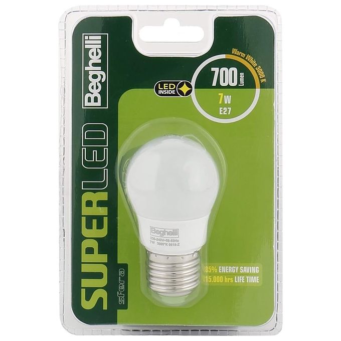 Beghelli 56896BL Lampadina a risparmio energetico Bianco caldo 3000 K 7 W E27 F
