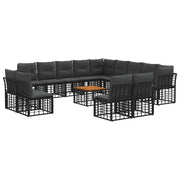 Set di divani da esterno 14 pcs Nero e Grigio scuro Poliestere 3437603