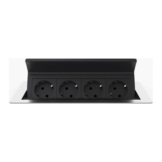 EVOline FlipTop Push M prolunghe e multiple 3 m 4 presa(e) AC Interno Nero, Acciaio inossidabile