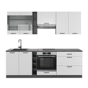 Cucina componibile Fame-Line Bianco rustico/Antracite 235 cm senza piano di lavoro Vicco