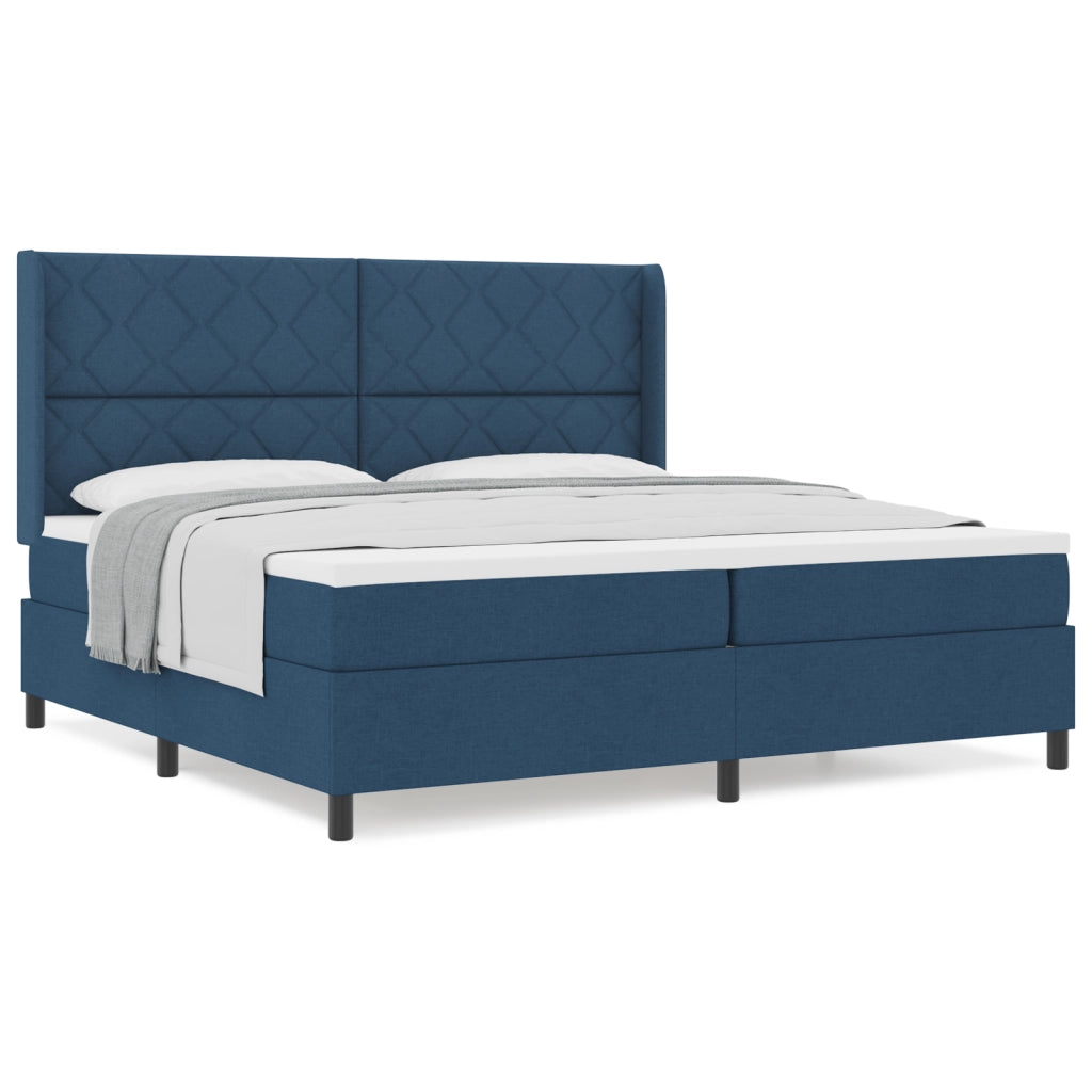 letto a box spring  con materasso blu 200x200 cm in tessuto