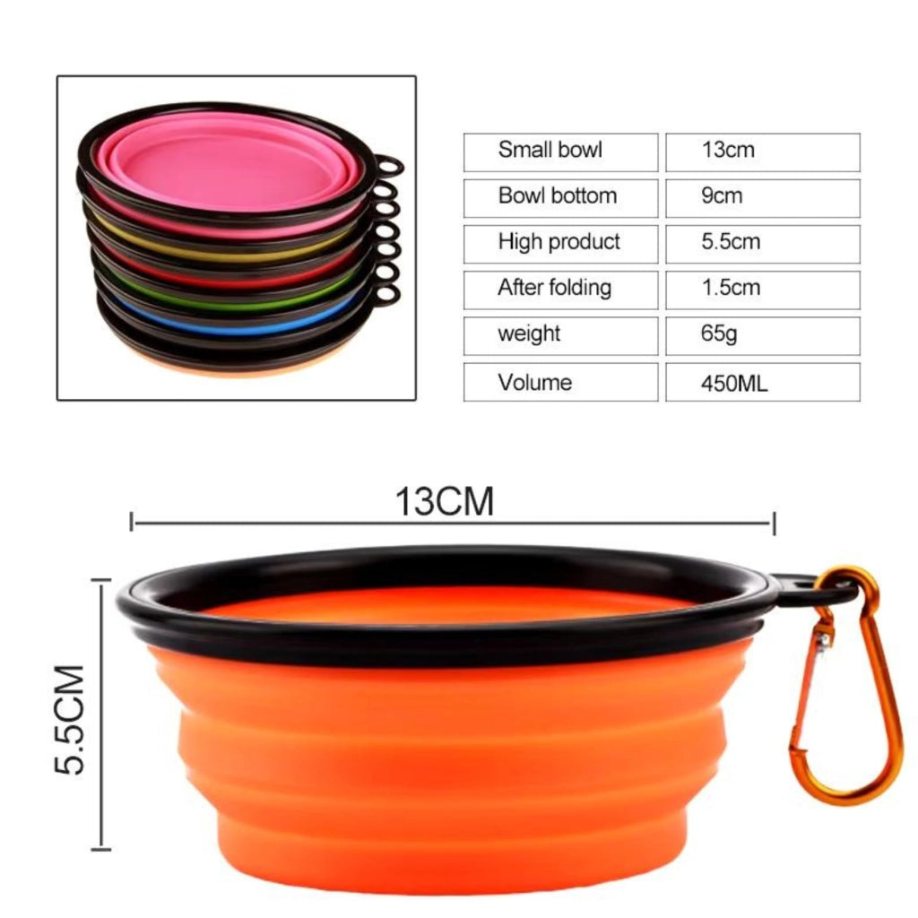 Ciotola da Viaggio per Cani e Gatti 450 ml, Pieghevole per Acqua e Crocchette, in Silicone Portatile con Moschettone (Verde)