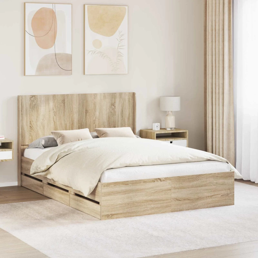 Struttura del letto con stoccaggio e testata Rovere Sonoma 3413967