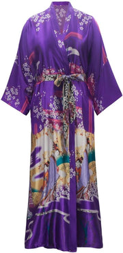 Kimono Badjas Donna Lungo 3XL Grandi Dimensioni Camicia da Camera Leggera Kimono Giapponese Yukata Sakura Ukiyoe Blu Scuro