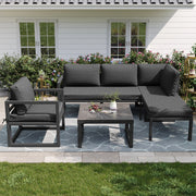 Set mobili giardino corda: salotto + Divanooo angolare; ferro zincato; piedini regolabili; cuscini inclusi