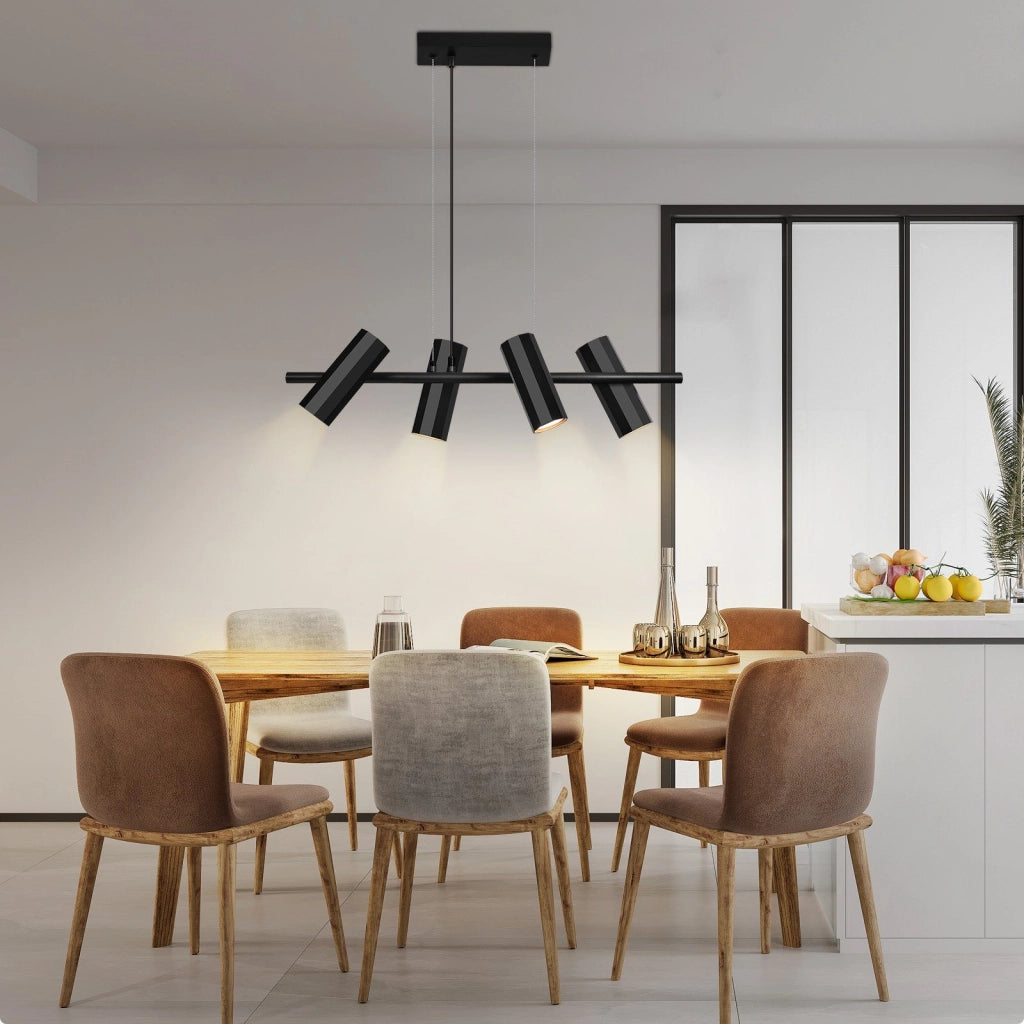 Lampada a sospensione ZMH in metallo nero diametro 66 centimetri 4 attacchi GU10 stile industriale moderno