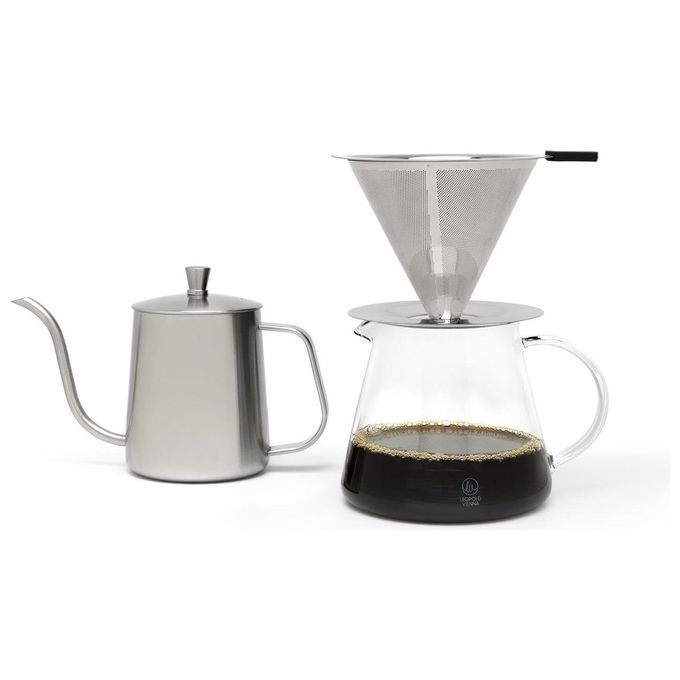 Leopold Vienna LV113012 caffettiera manuale Macchina per caffè a cialde 0,5 L Argento, Trasparente