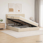 Letto con contenitore LED e materasso Crema 160 x 200 cm 3460021