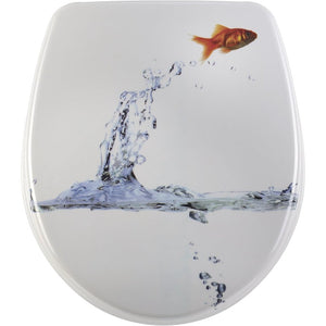Diaqua, sedile wc, motivo: pesce che salta, 40,5-46 x 37,5 cm, m