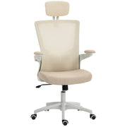 Sedia da ufficio ergonomica ¨C zephmum ¨C beige, braccioli reclinabili, supporto lombare, 60x63x120cm