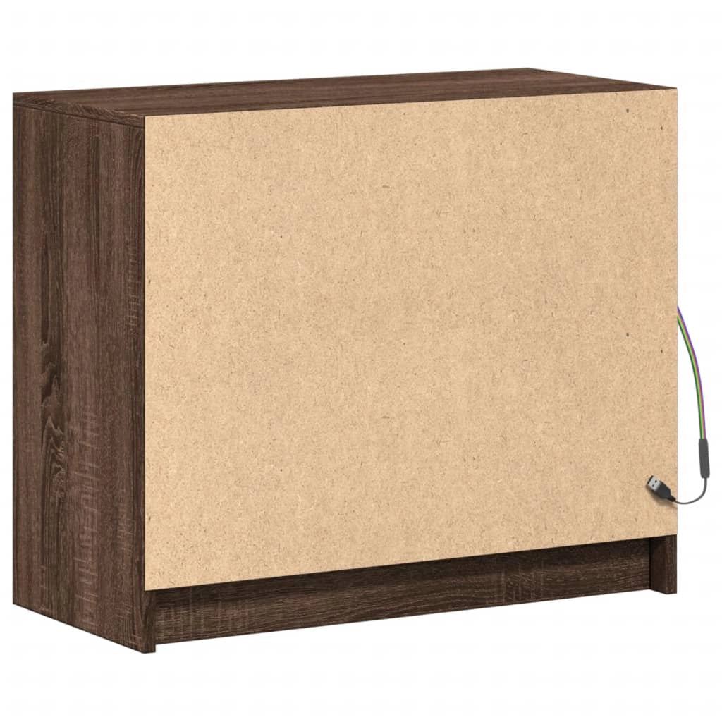 Buffet credenza cassettiera mobiletto mobile contenitore organizer per cucina soggiorno salotto con illuminazione a LED 72 x 34 x 61 cm legno ingegnerizzato marrone 02_0029790