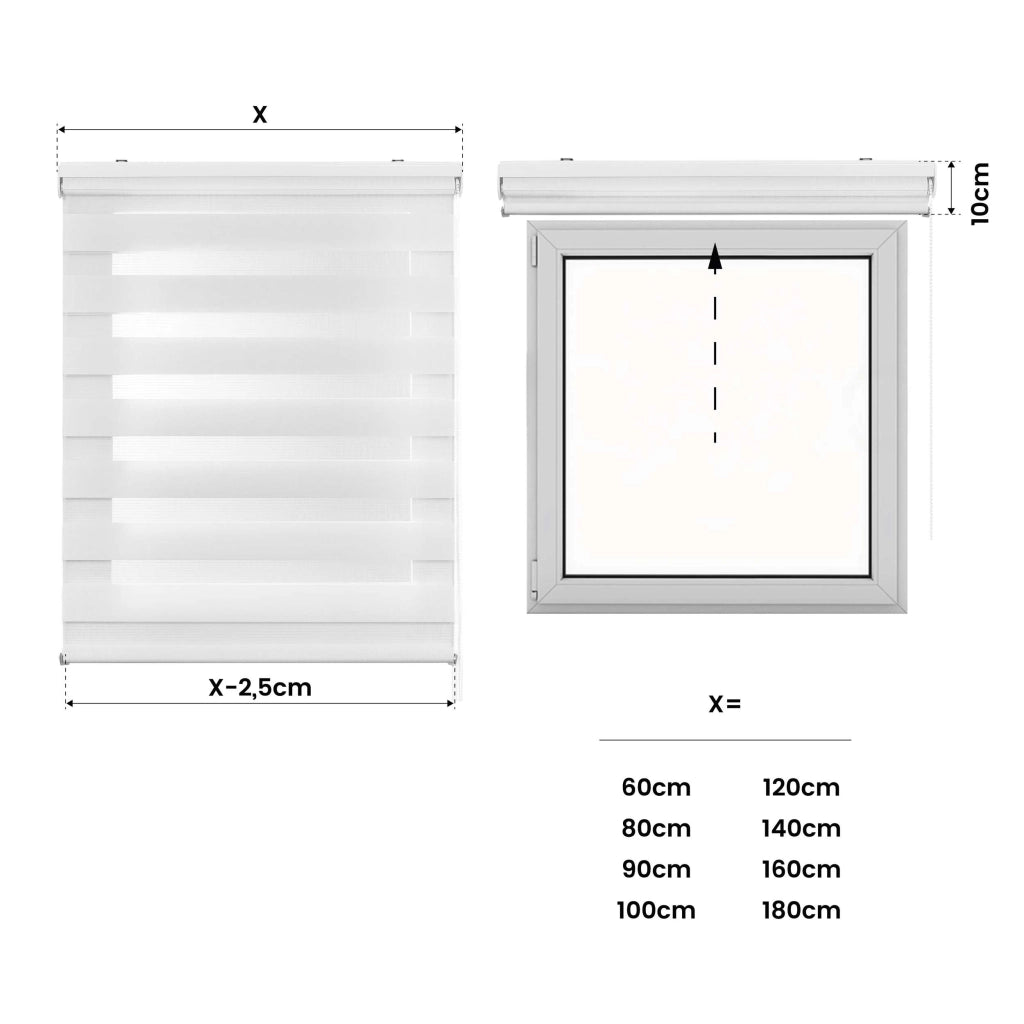 Tenda a Rullo giorno / notte Avvolgibile Con Doppio telo Bianco 100x250 cm