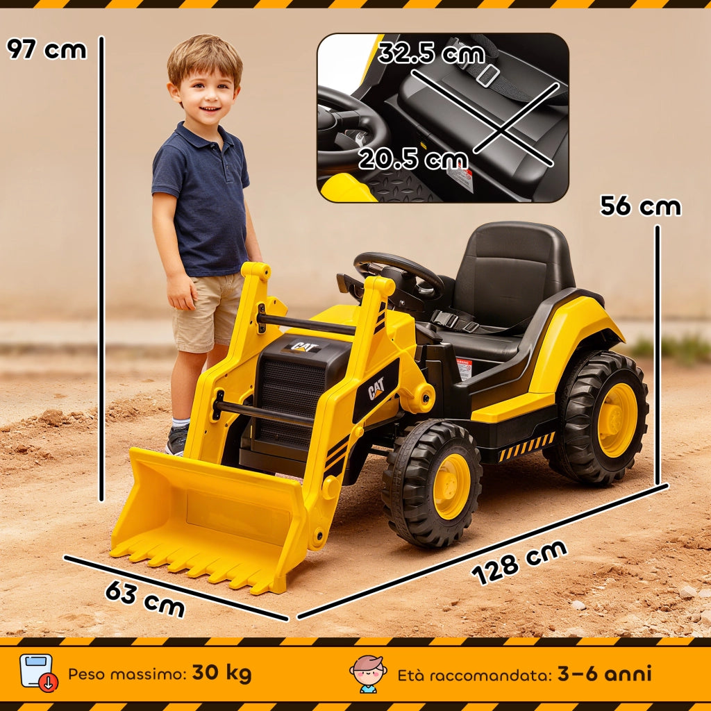Ruspa Elettrica per Bambini 3-6 Anni ¨C zephmum ¨C Giallo 12V con Telecomando