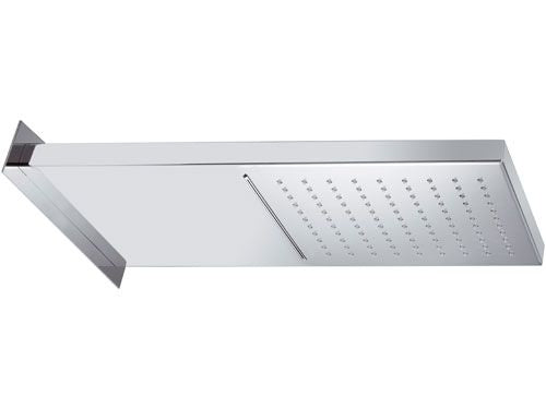 Soffione doccia a parete in acciaio inox lucidato a specchio 2 getti, normale o cascata.