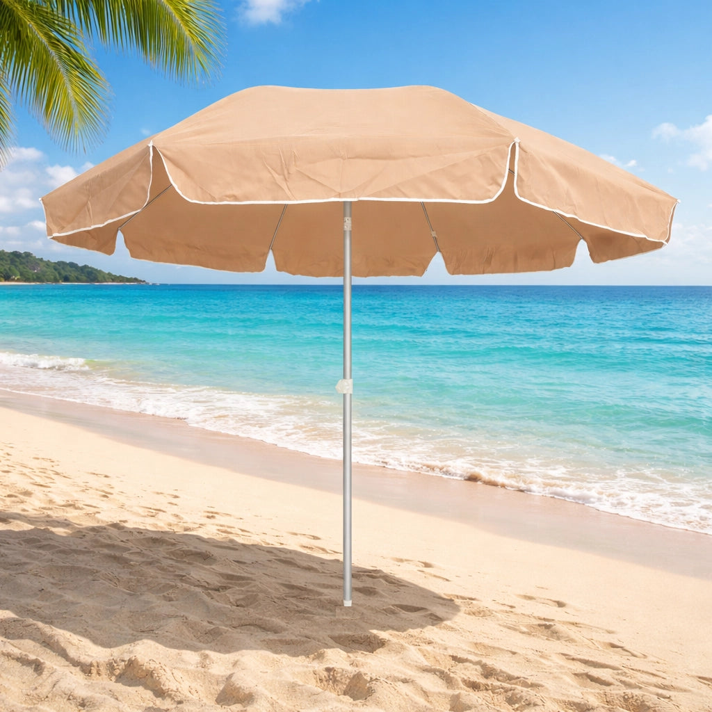 Ombrellone Mare Spiaggia 240 cm Antivento Alluminio UV50+ Inclinabile con Custodia e Trivella