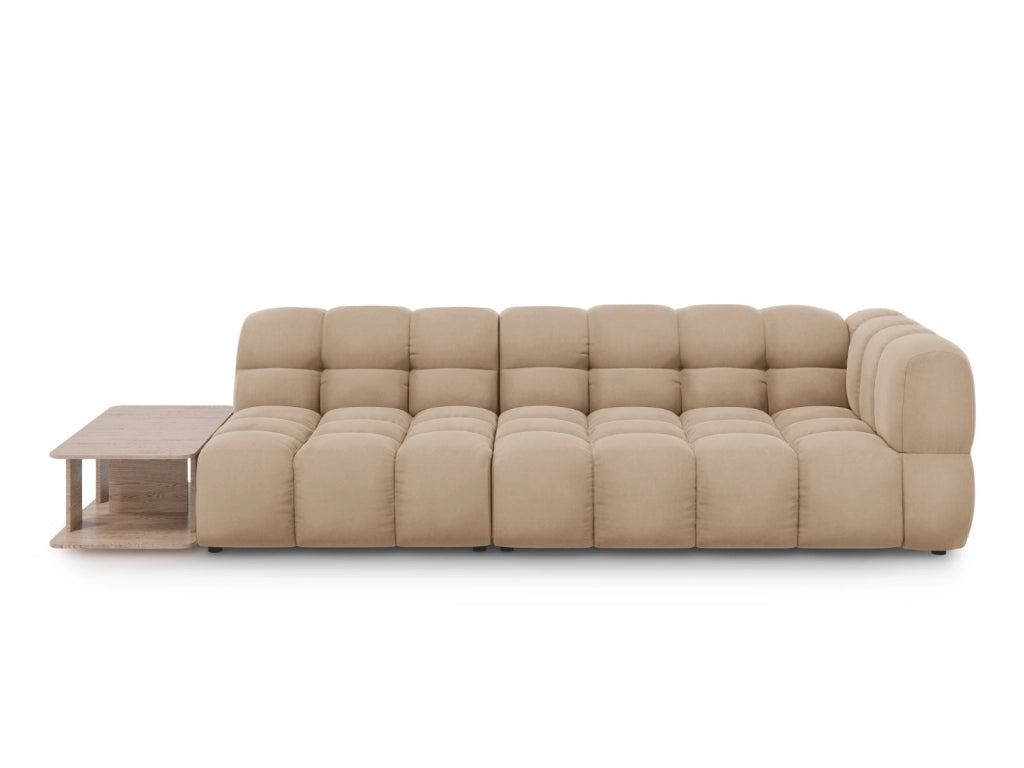 Cosmopolitan Design - Divano modulare sinistro "Sky" 4 posti in velluto sabbia 