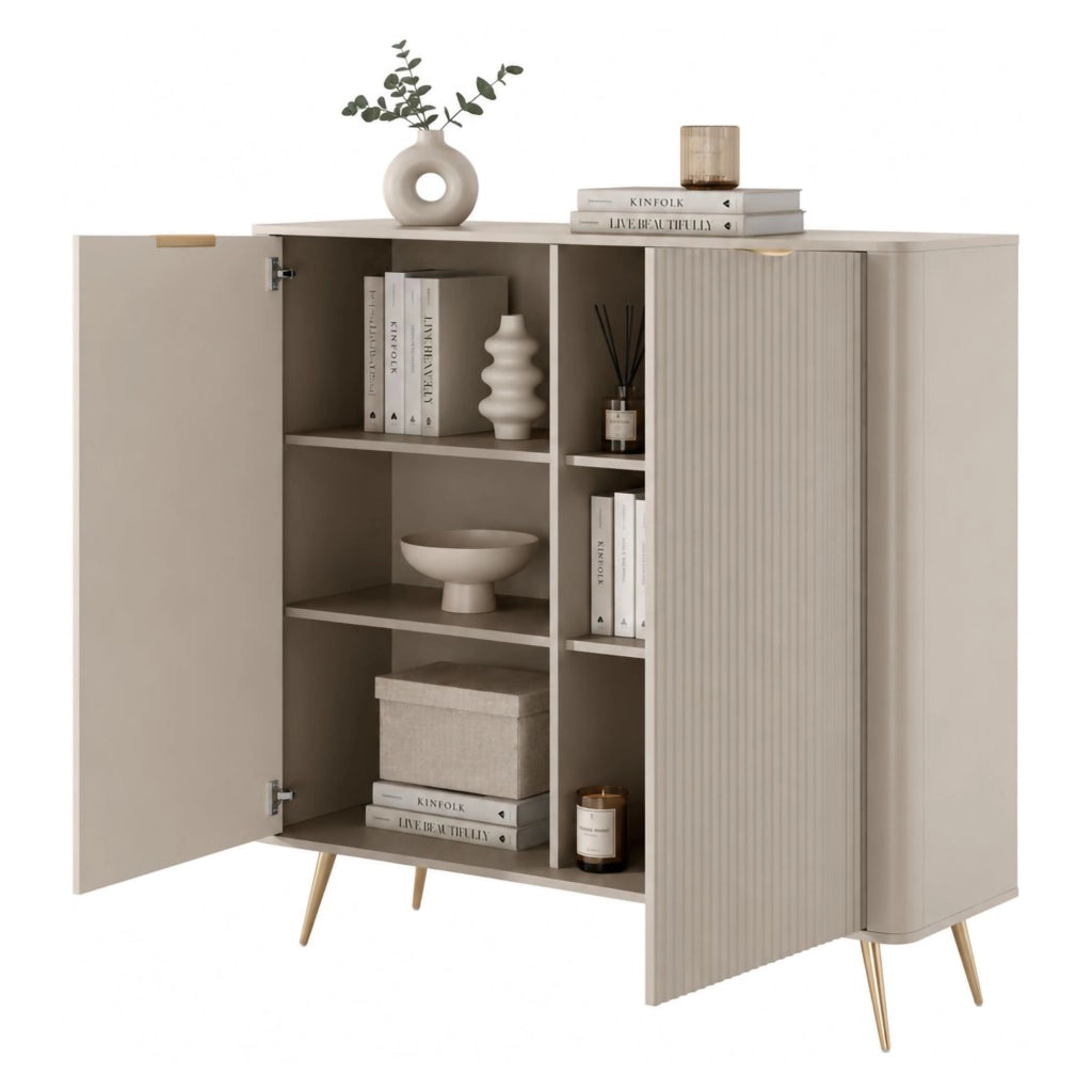 Madia Nerrio, Credenza 4 Ripiani, 113x38x134h cm Beige