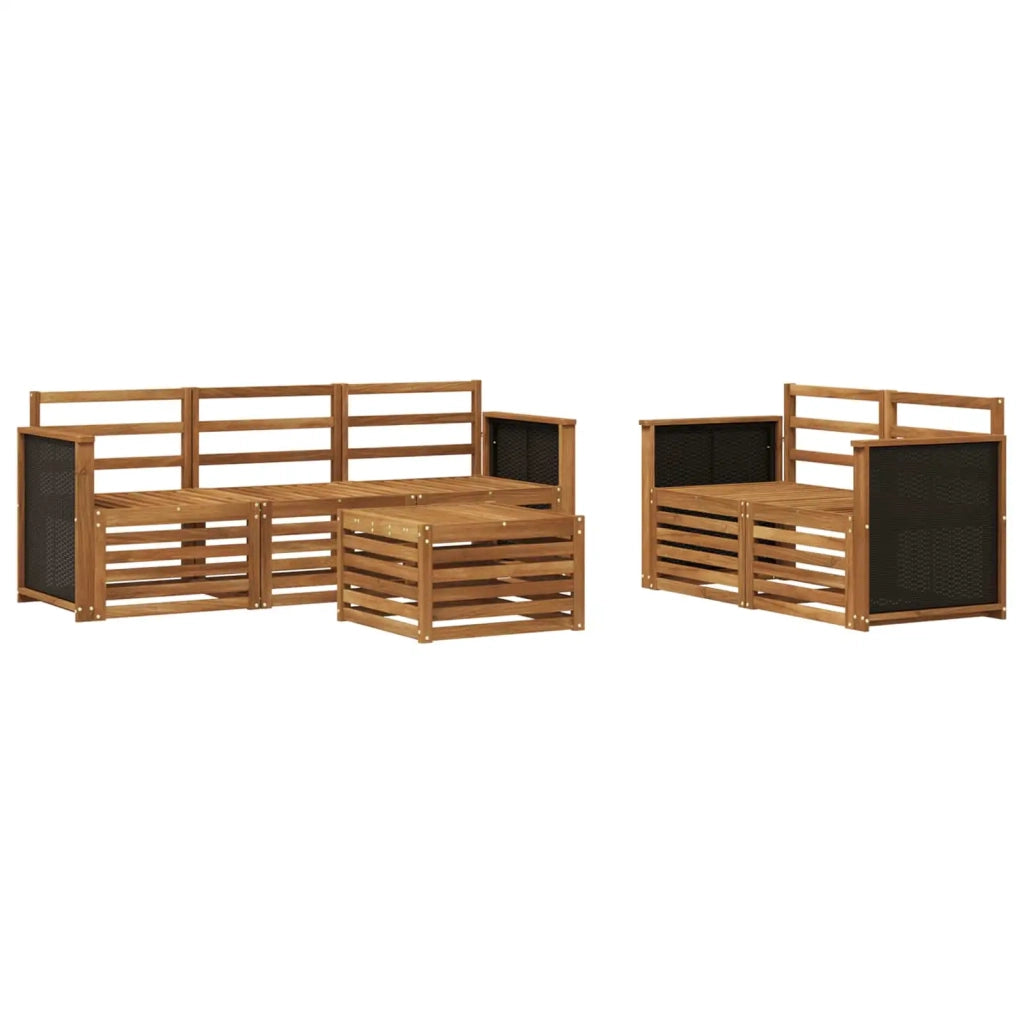 Set di divani da esterno 6 pz Naturale Legno di Acacia Massello 3384010