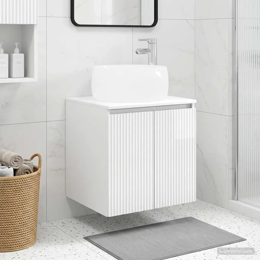 Mobile Lavabo da Parete Bianco Lucido 49,5 x 44,5 x 66 cm 890456
