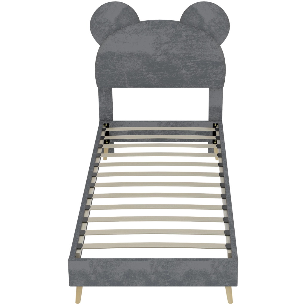 letto imbottito tessuto metallo grigio 90 x 200 cm