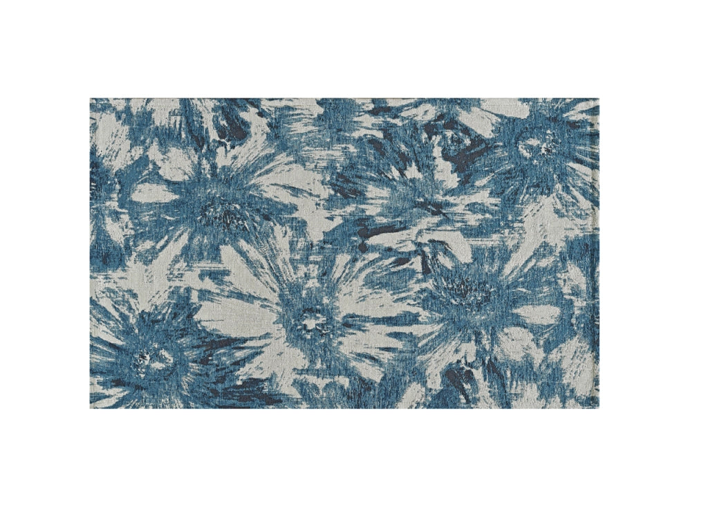 Tappeto Salotto Velour Antiscivolo Dis Fior Di Loto Colore Jeans Suardi - 115x175 - Jeans