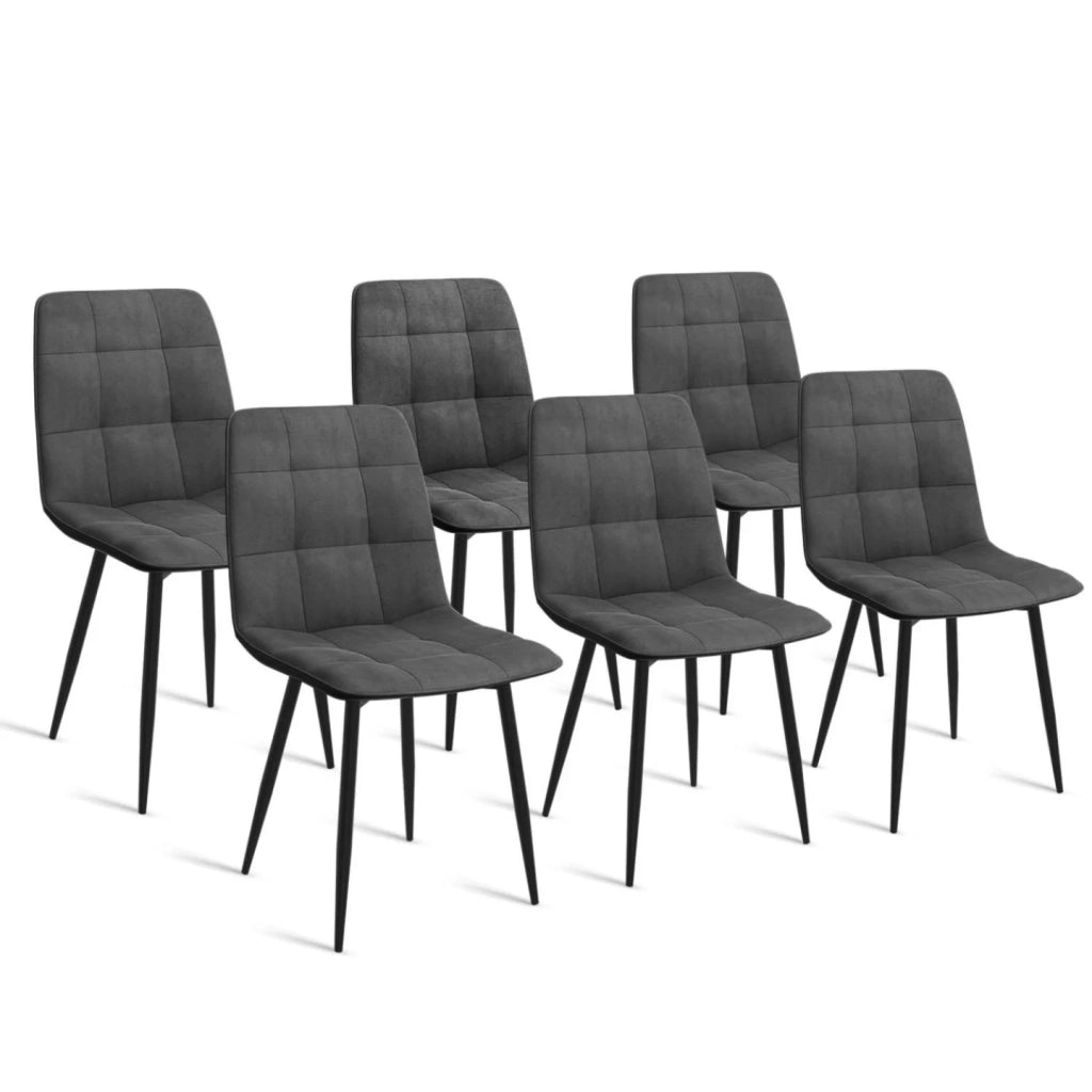 IDMarket - Tavolo da pranzo rettangolare ALIX 160 cm in legno e nero con 6 sedie MILA in velluto grigio scuro