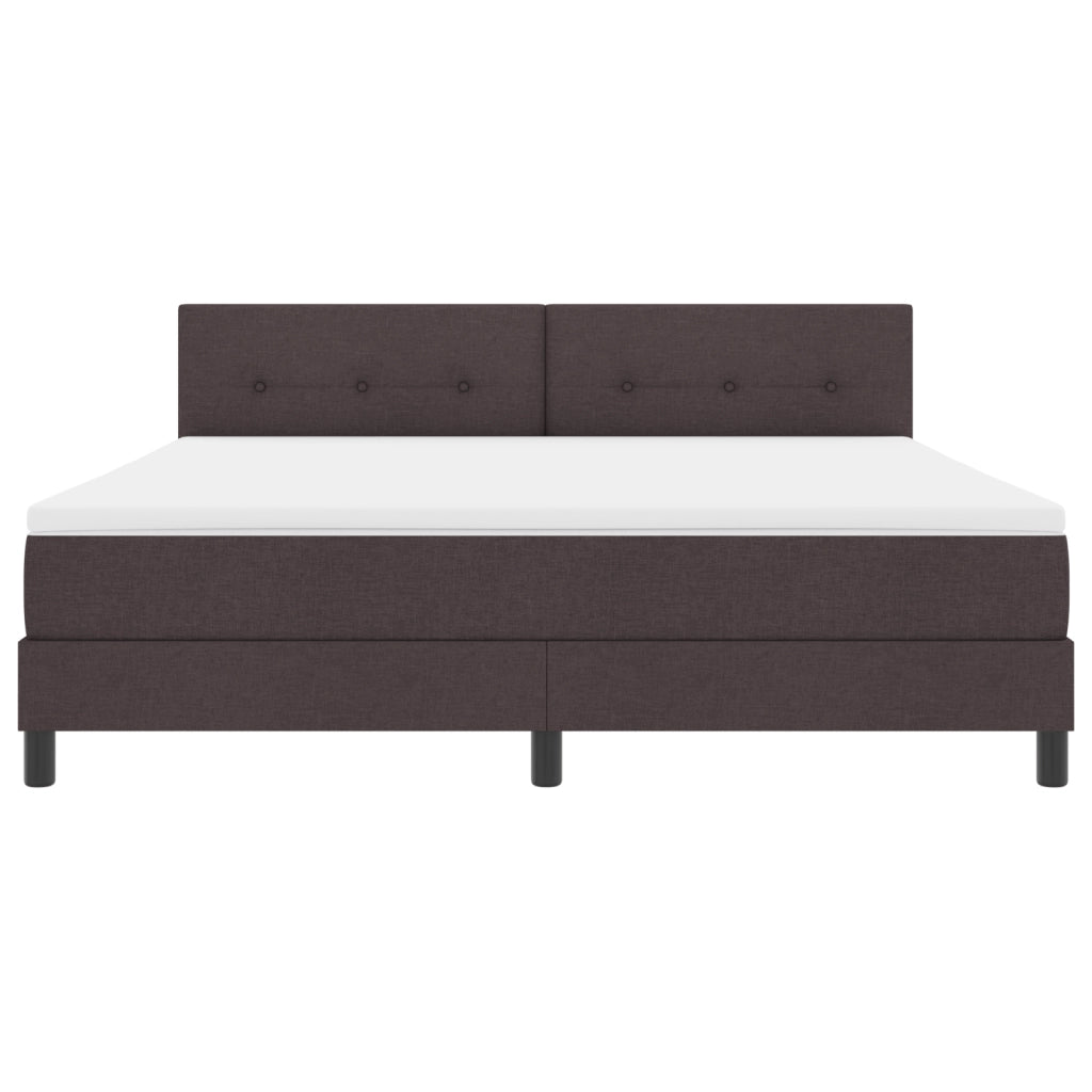 Letto Box Spring con Materasso e LED Marrone Scuro 180x200 cm Tessuto