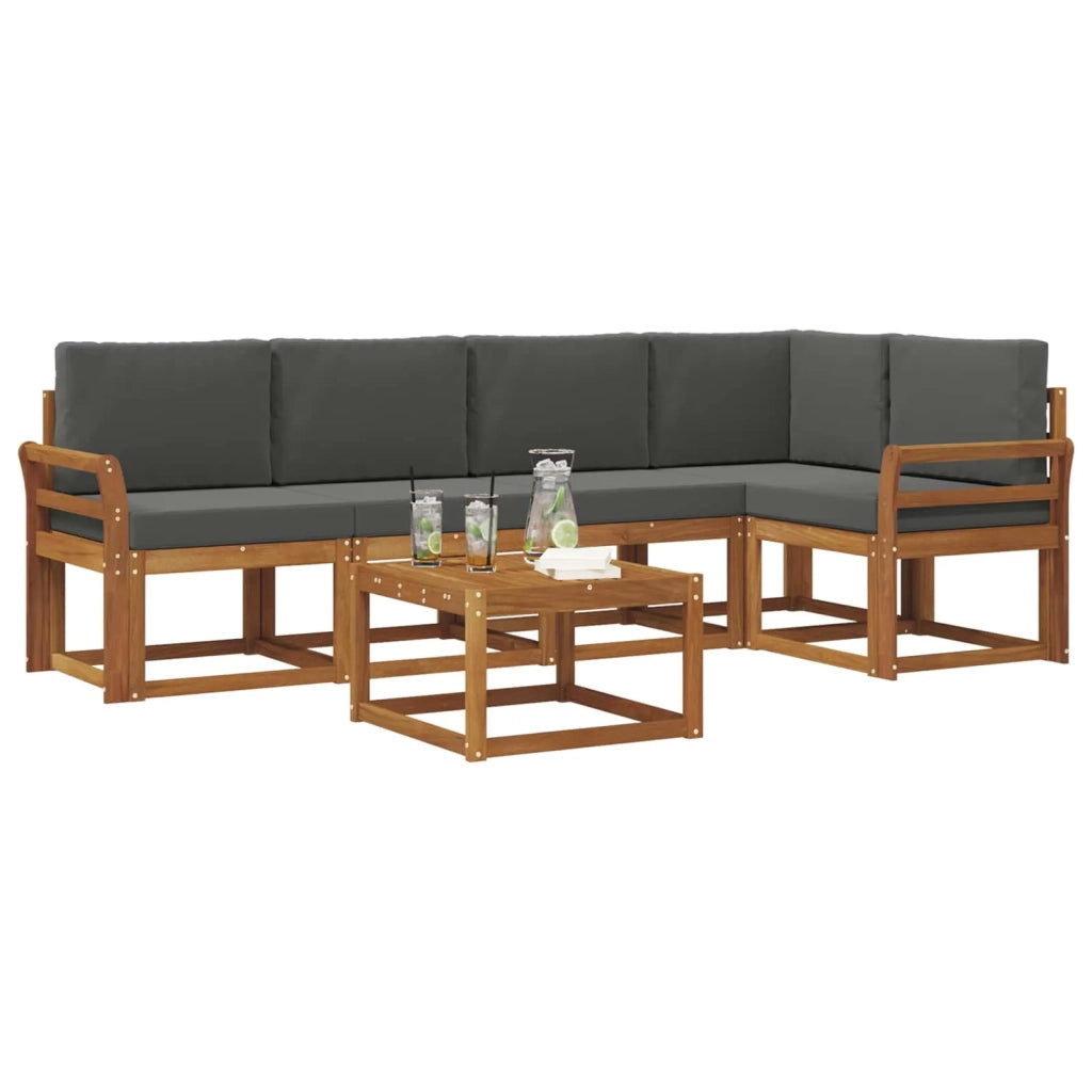 Set di divani da esterno con cuscino 6 pcs Naturale e Antracite