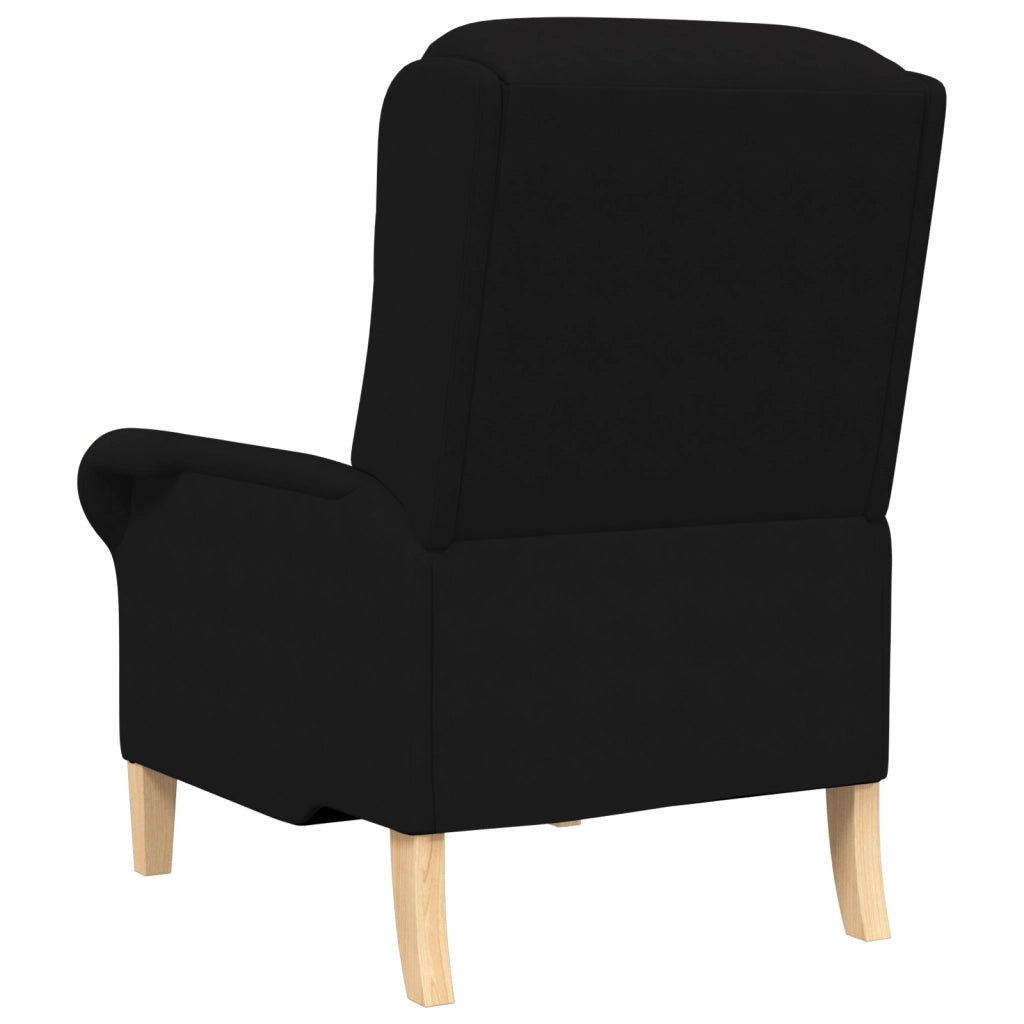 Poltrona Nera Nera Rivestimento in tessuto con gambe in legno