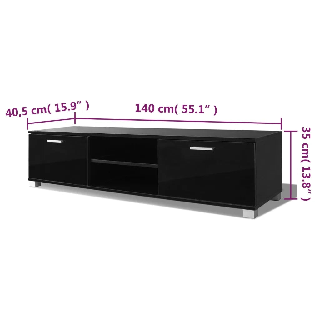 Mobile Porta TV-Credenza per TV Nero Lucido 140x40,5x35 cm