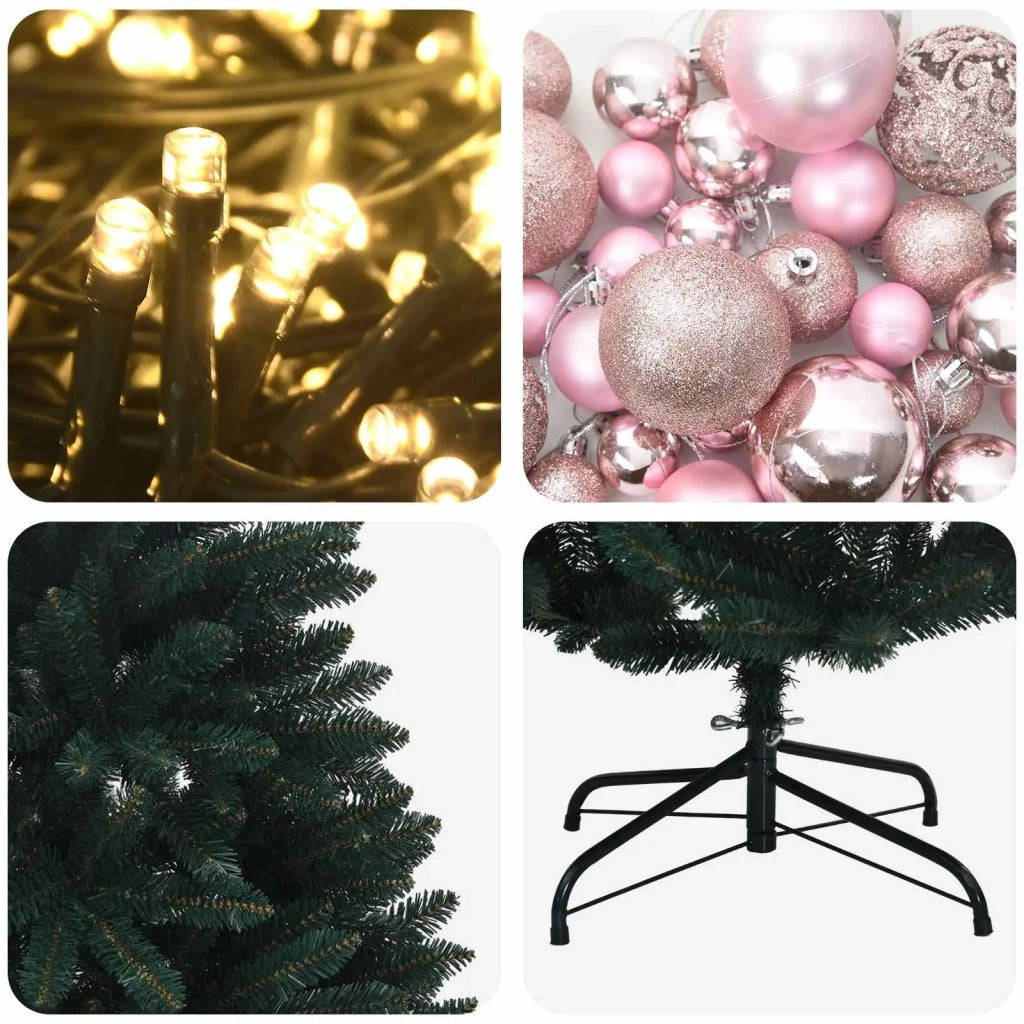 Albero di Natale artificiale verde scuro con palline 240 cm 3466748