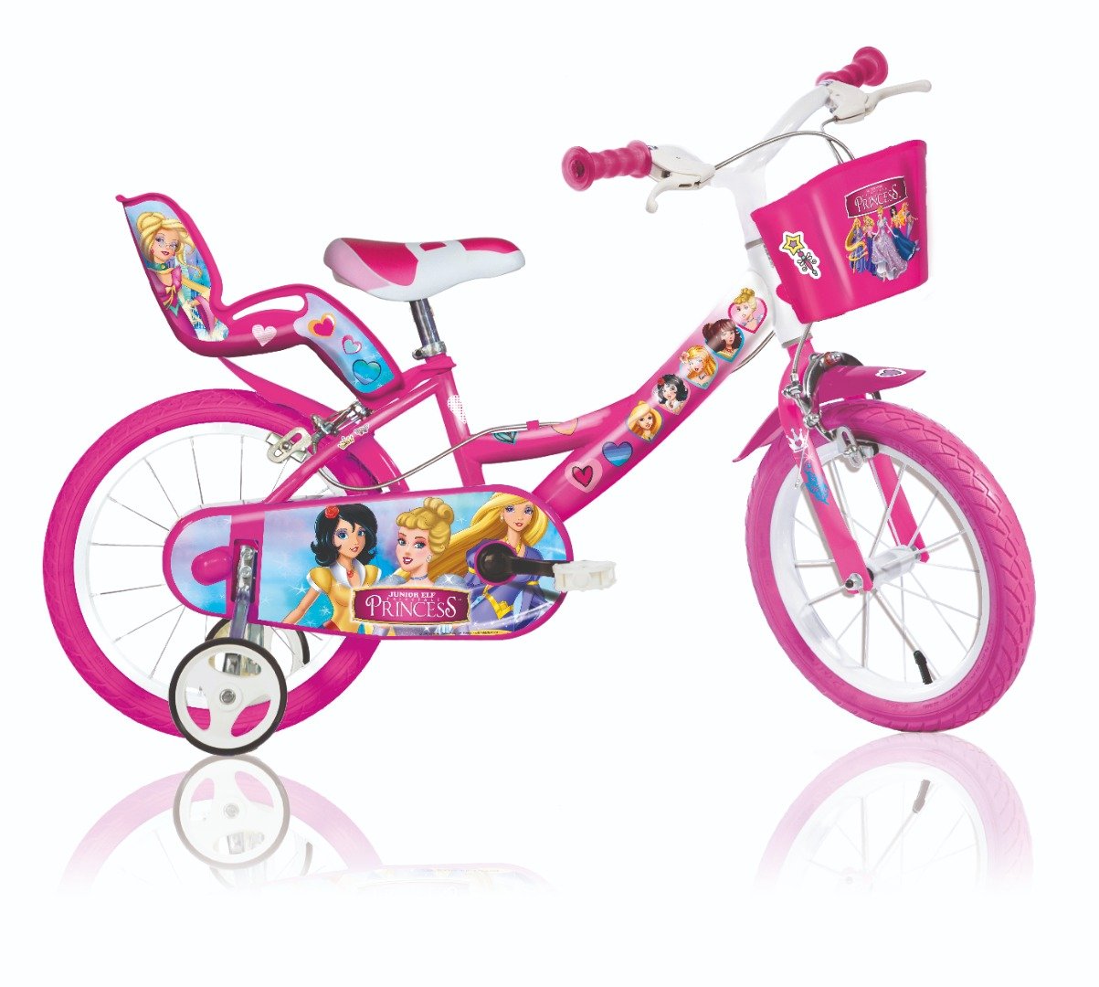 SCH PRINCESS 14", bicicletta per bambini, adatta ad etÃ  tra i 4 e i 6 anni, per altezza tra 100 e 120 cm, con cestino