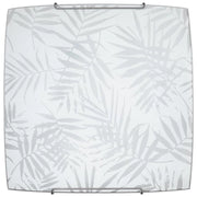 PLAFONIERA 1XE27 VANESSA1 X E27 GANCI CROMATI PIASTRA IN VETRO BIANCO DECORATO CON FOGLIE 30X30 CM