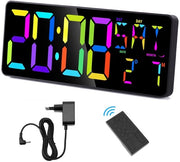 Orologio Digitale per Parete con Schermo RGB di 13,6", Comando a Distanza, Display a 11 Colori, Doppio Allarme, Timer Count-Up/Down, Regolazione del Volume, Orologio LED per Ufficio/Casa e Camera da Letto