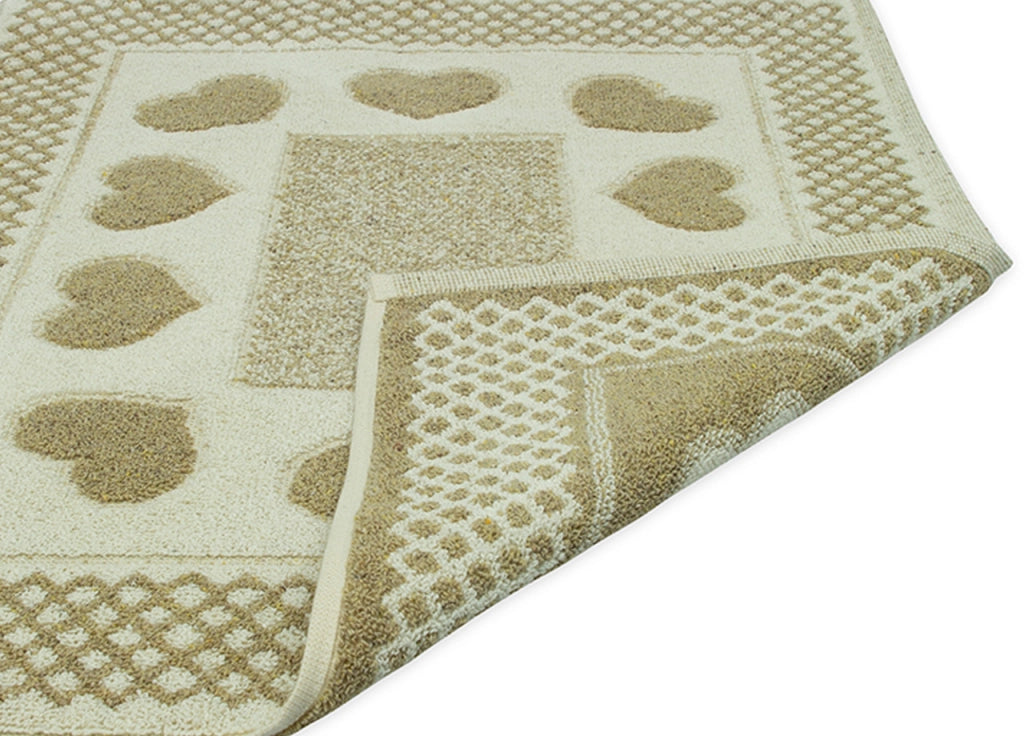 Tappeto Bagno Doccia Spugna Tappetino Assorbente Cotone Pelo Corto Mod. Love O.B - 45x60 - Beige