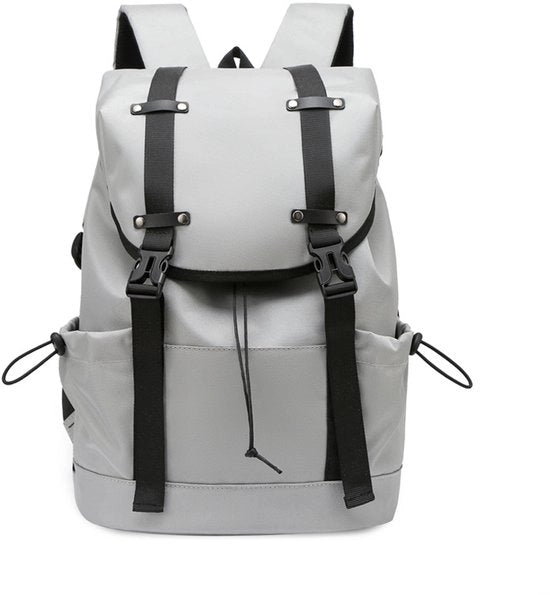 Borsa da viaggio per studenti in tessuto di stoffa, colore grigio, con tasca per computer